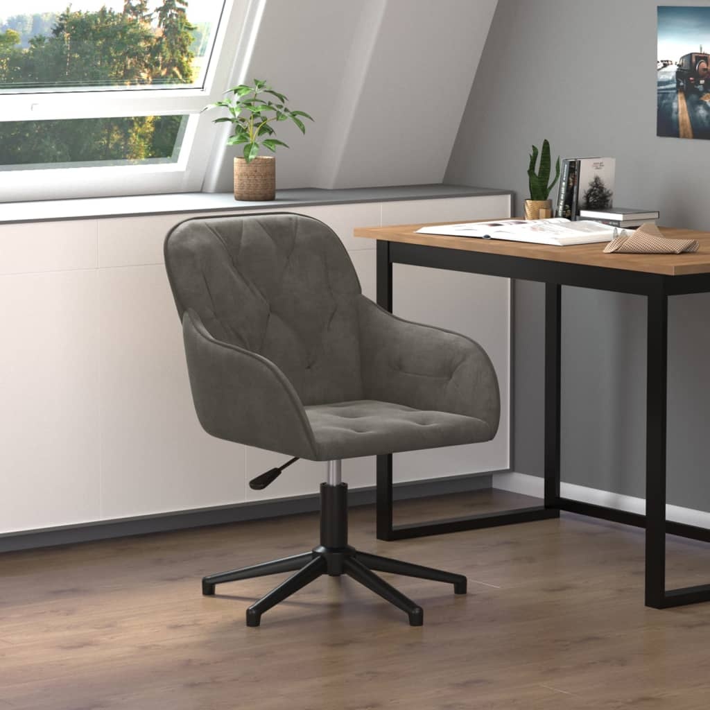 vidaXL Draaibare Kantoorstoel Fluweel Donkergrijs - 35% Korting!