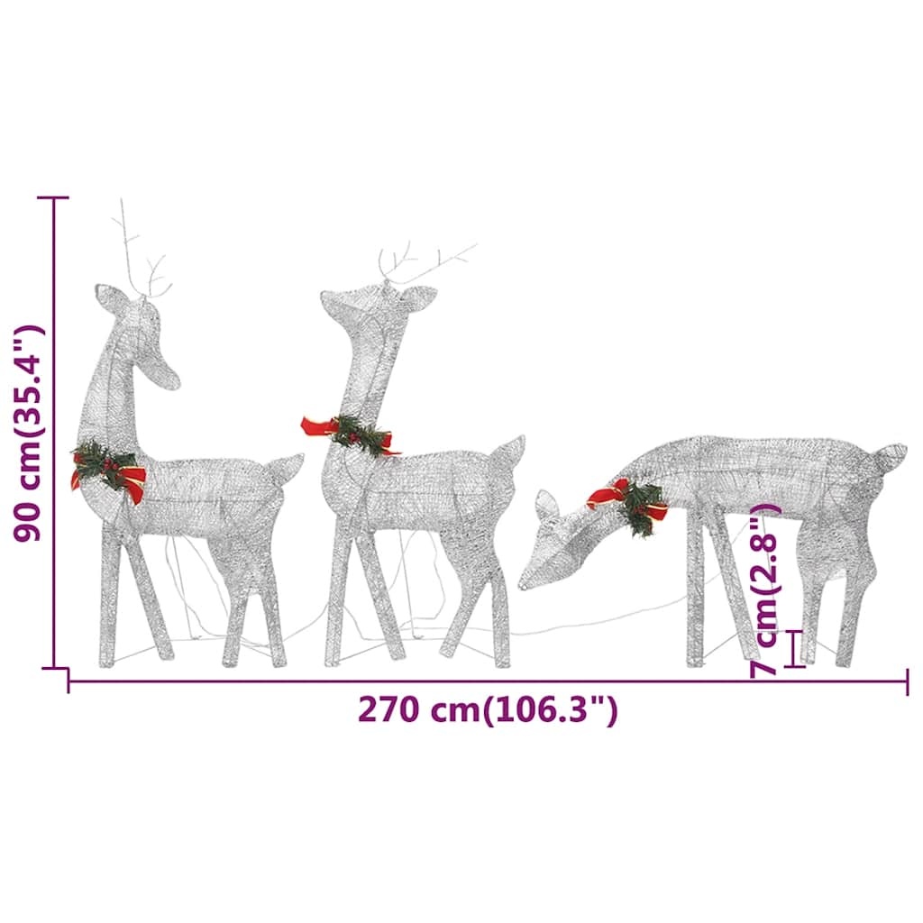 Kerst Rendierfamilie Wit/Zilver - 270cm - 35% Korting!