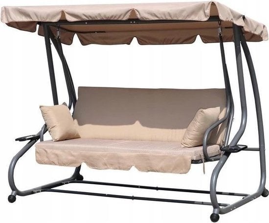 Schommelbank Beige - Tuinschommel met Bedfunctie - 50% Korting!