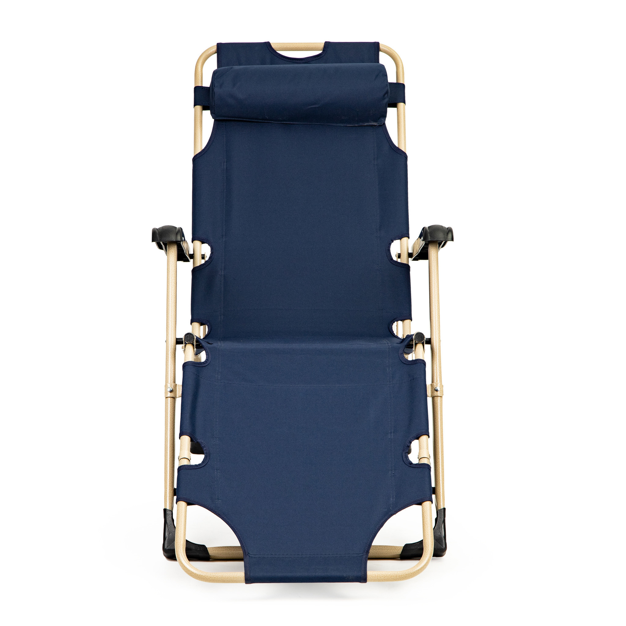Ligstoel Tuin 2in1 Marineblauw - Hoofdsteun - 50% Korting!
