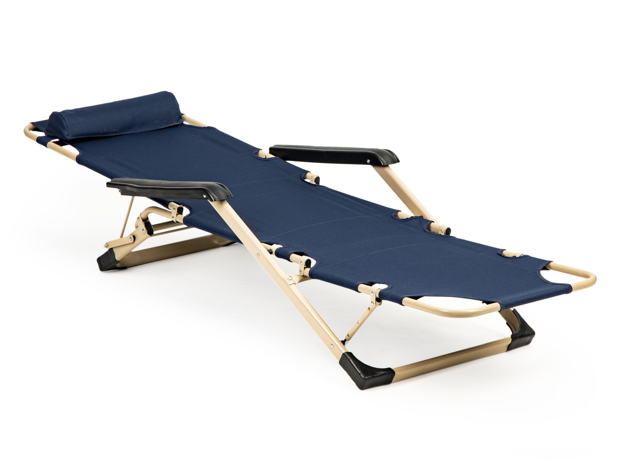 Ligstoel Tuin 2in1 Marineblauw - Hoofdsteun - 50% Korting!