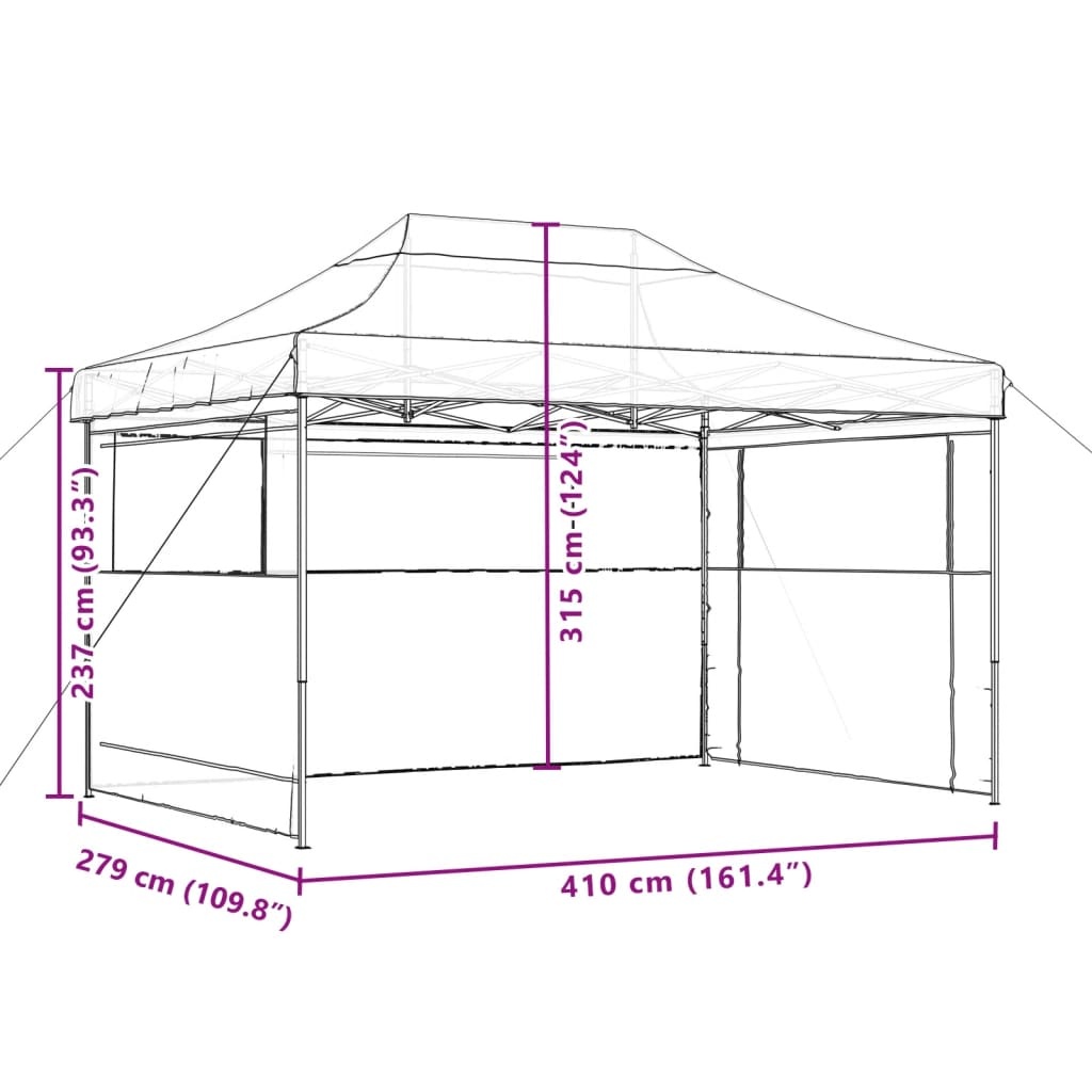 Partytent Inklapbaar Terracotta + Zijwanden - 35% Korting!