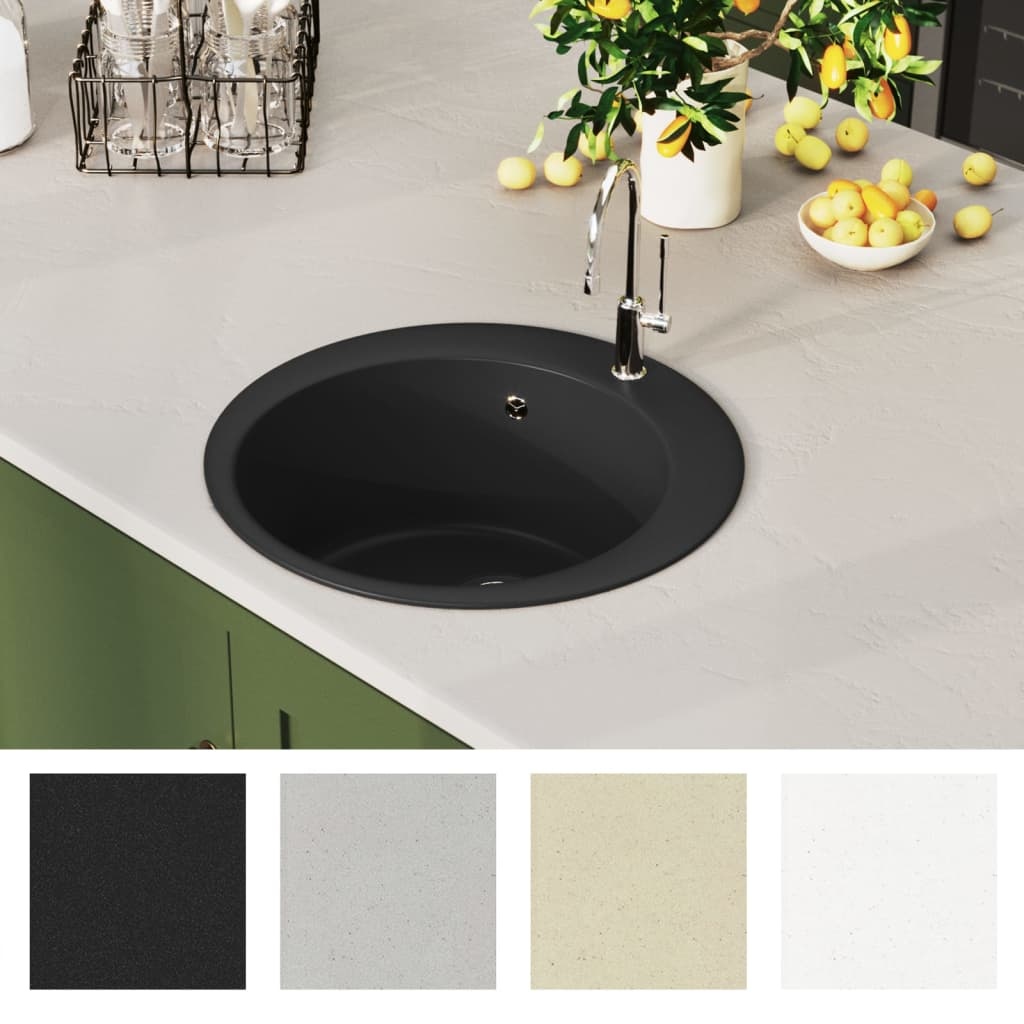 vidaXL Granieten Gootsteen Zwart - Rond - 35% Korting!