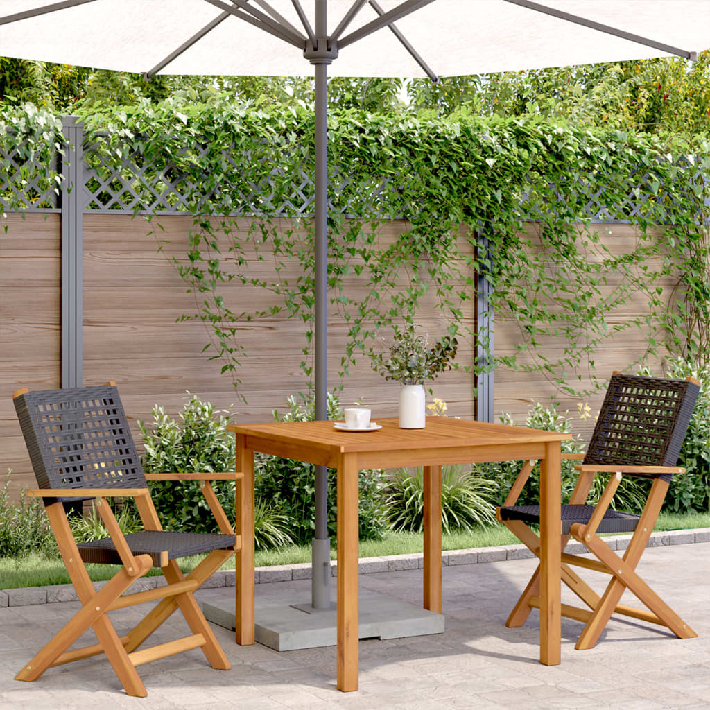 Tuinstoelen (2x) Acaciahout & Rattan - Zwart - 35% Korting!
