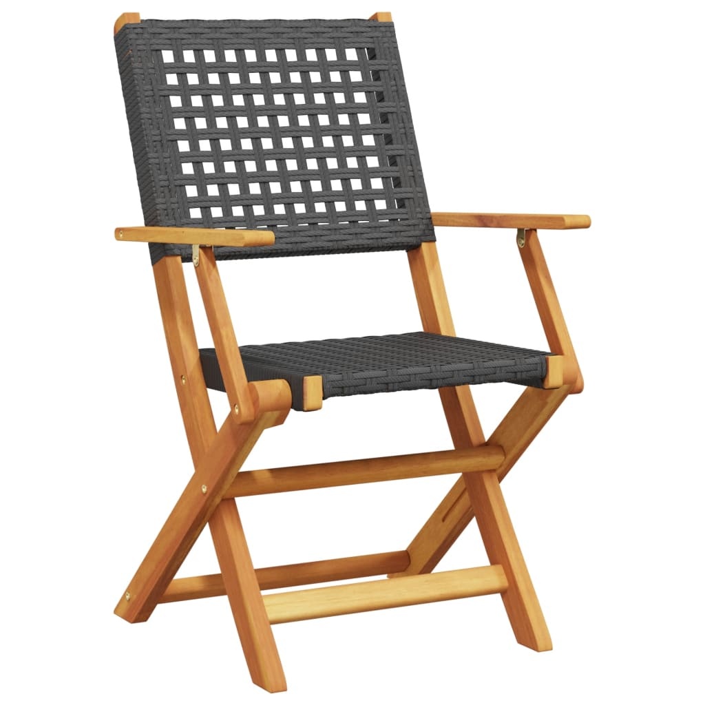 Tuinstoelen (2x) Acaciahout & Rattan - Zwart - 35% Korting!