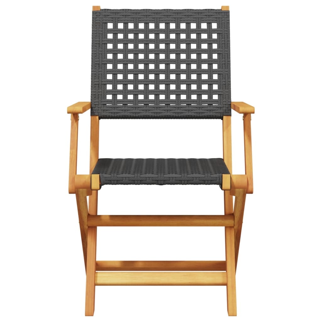 Tuinstoelen (2x) Acaciahout & Rattan - Zwart - 35% Korting!