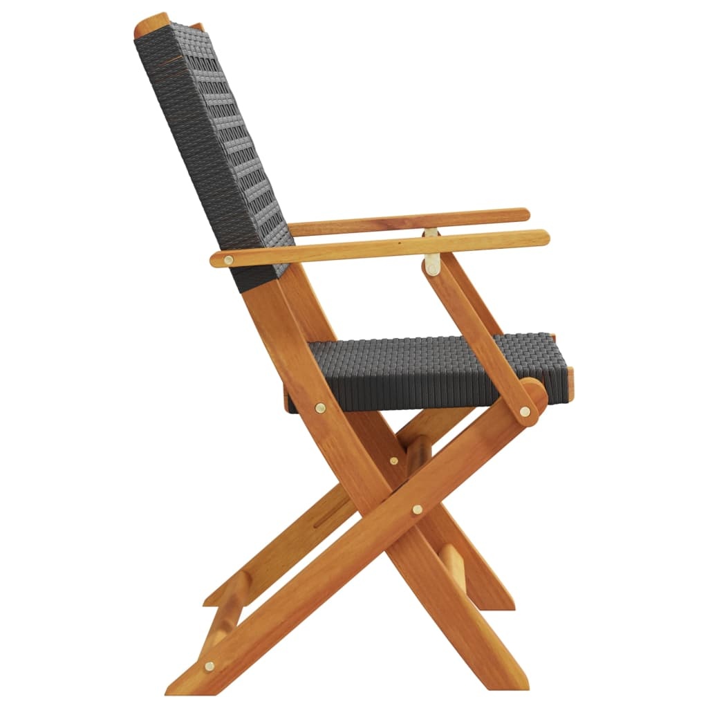 Tuinstoelen (2x) Acaciahout & Rattan - Zwart - 35% Korting!