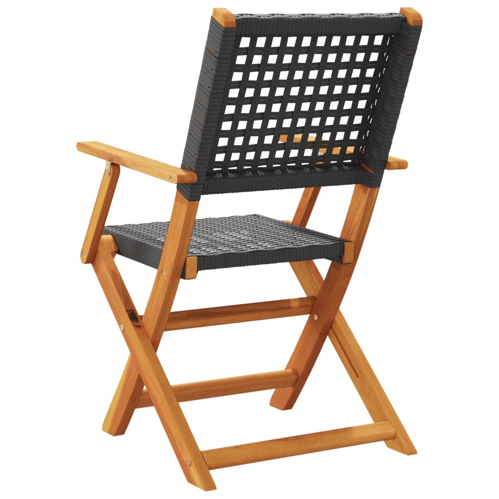 Tuinstoelen (2x) Acaciahout & Rattan - Zwart - 35% Korting!