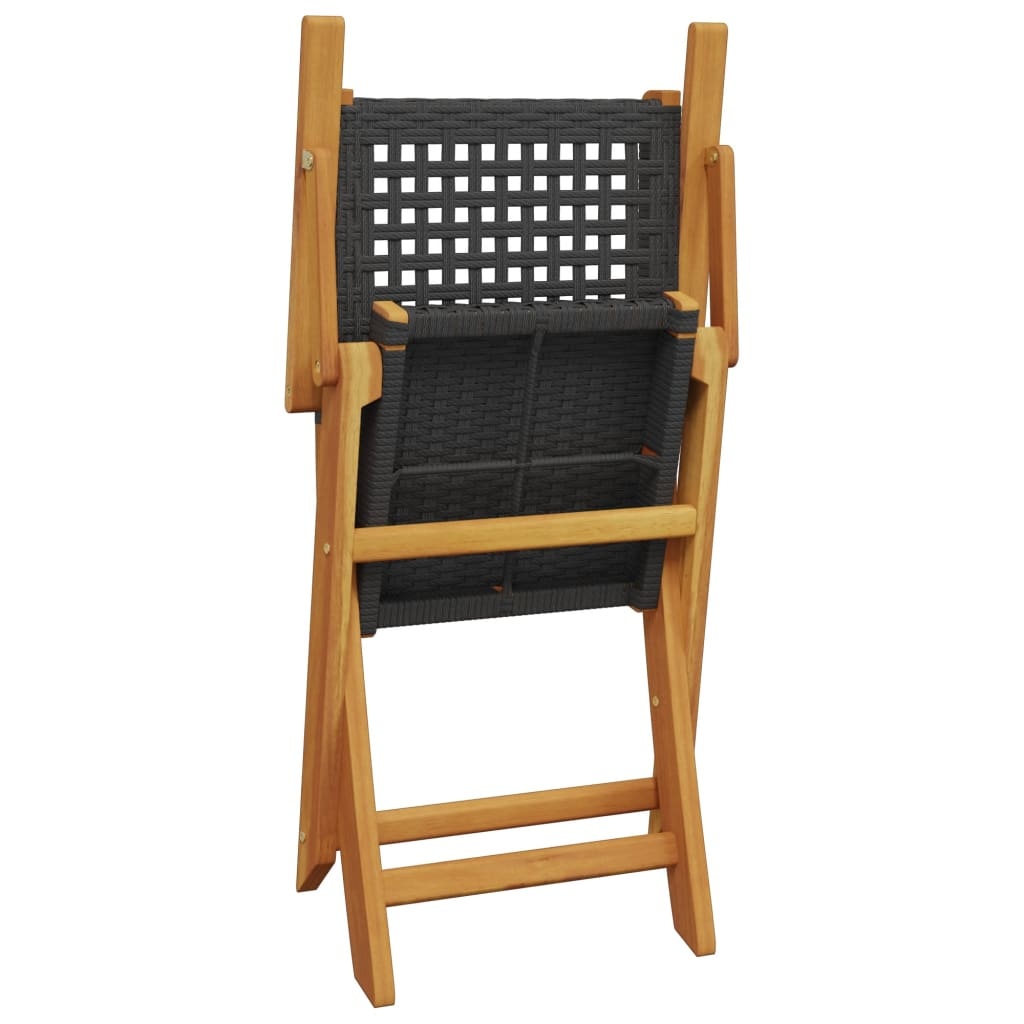 Tuinstoelen (2x) Acaciahout & Rattan - Zwart - 35% Korting!