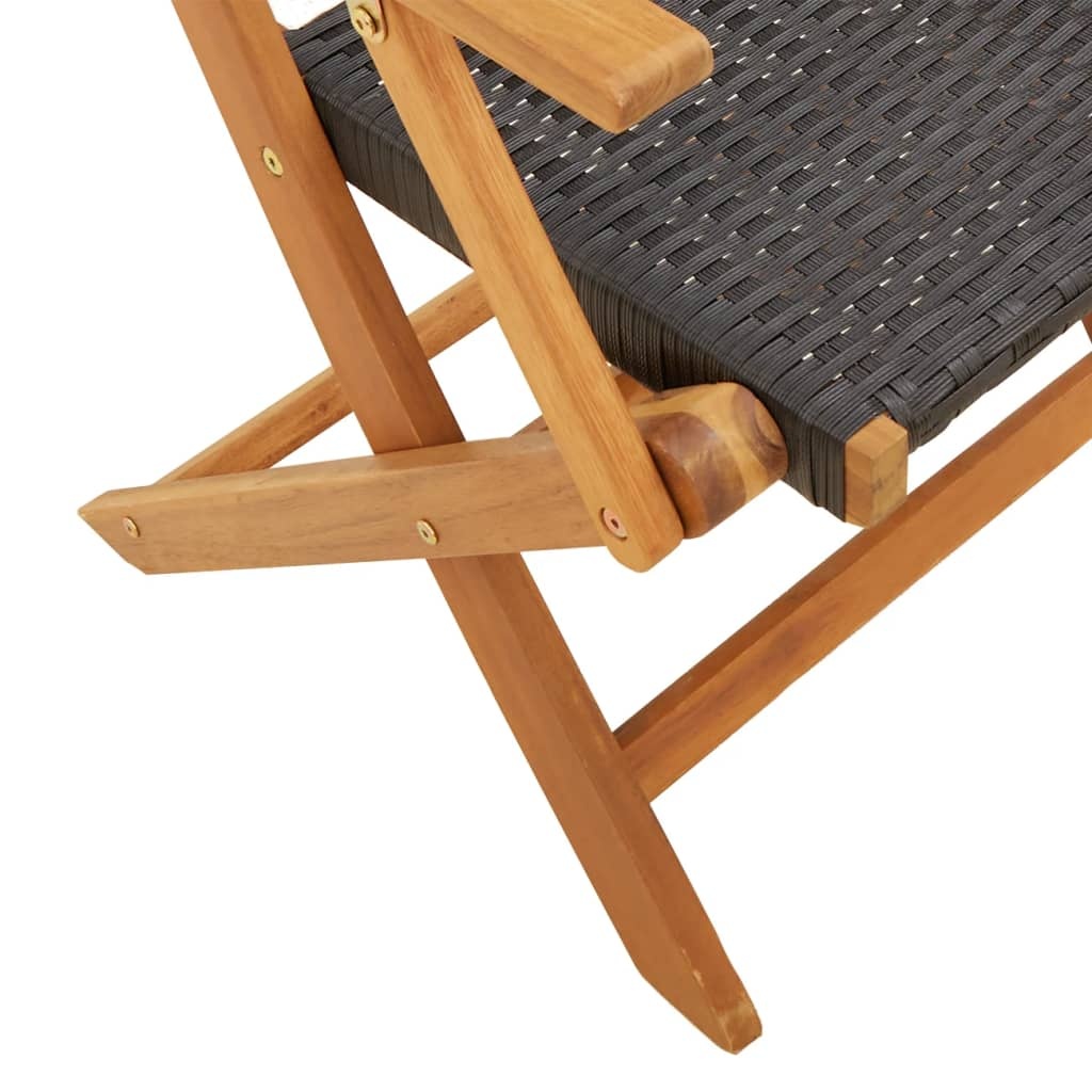 Tuinstoelen (2x) Acaciahout & Rattan - Zwart - 35% Korting!