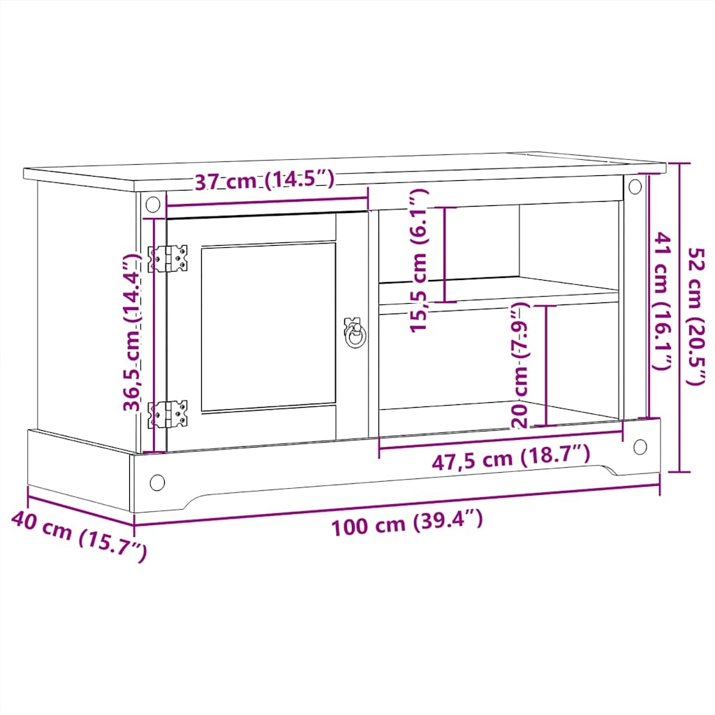 VidaXL Tv-meubel Corona Grenenhout 100cm - 35% Korting!