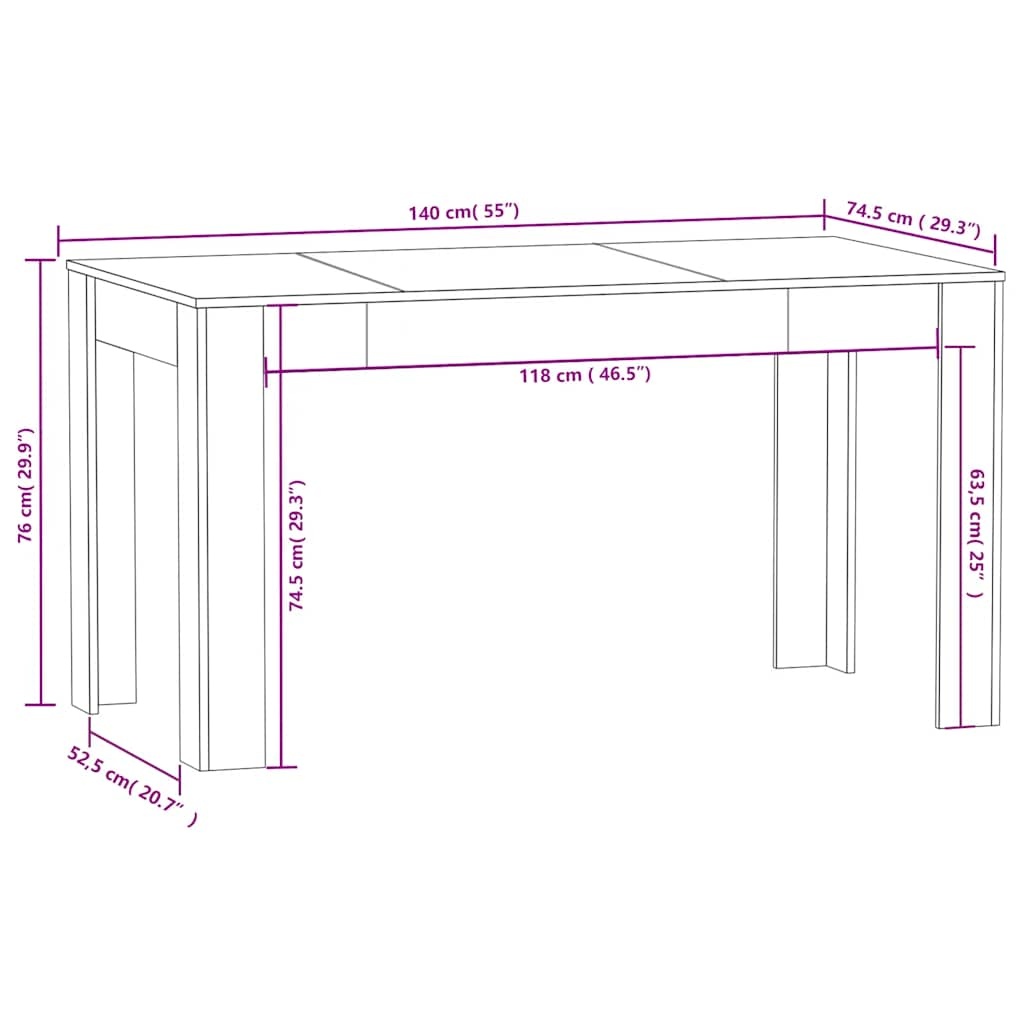 vidaXL Eettafel Zwart 140cm - 42% Korting! (Outlet)