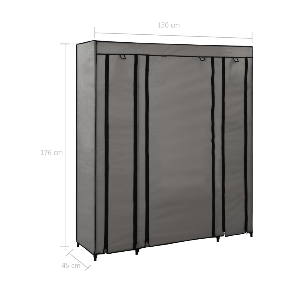 vidaXL Stoffen Kledingkast Grijs 150cm - 47% Korting! *Mogelijk Beschadigd*