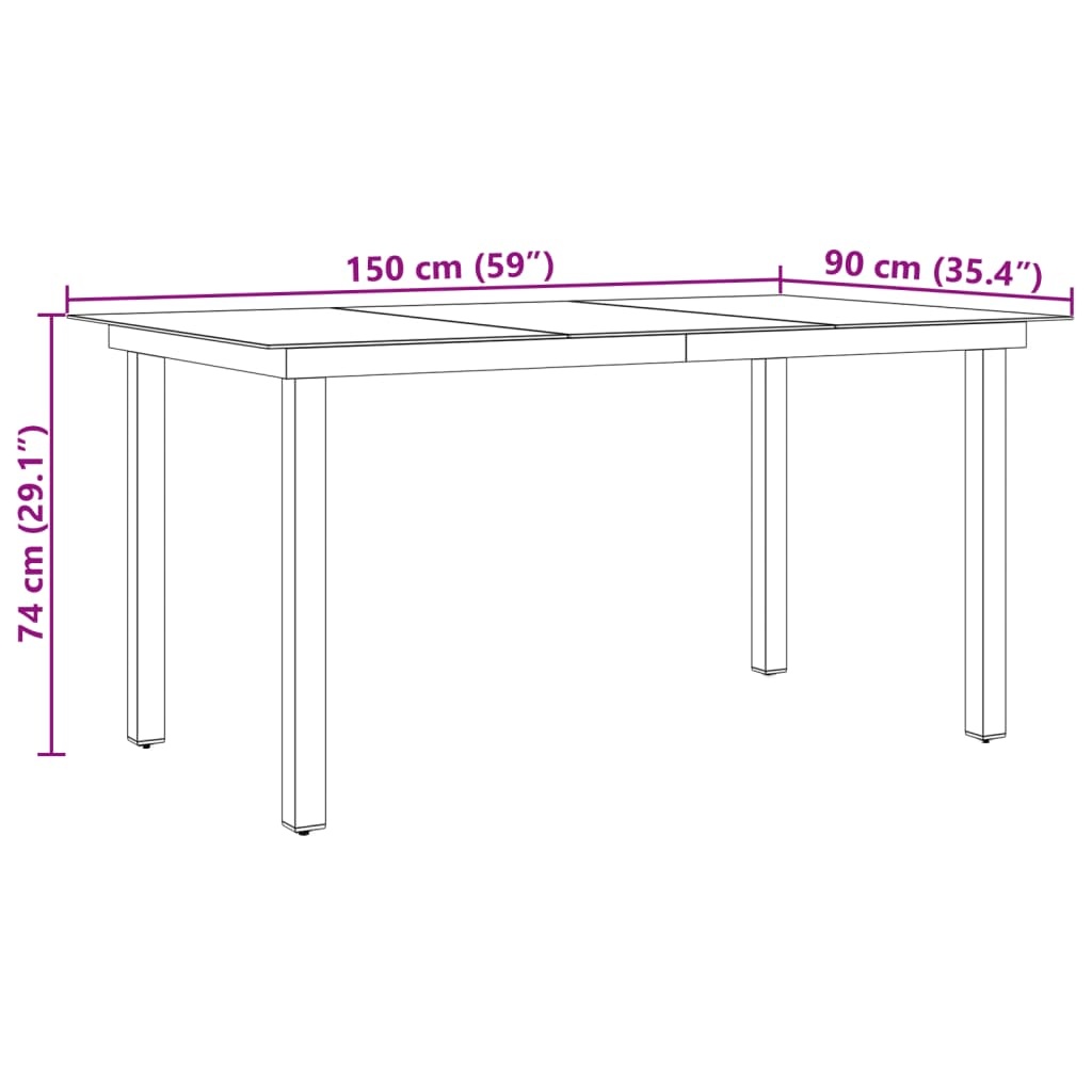 vidaXL Tuintafel Zwart 190cm - 35% Korting!