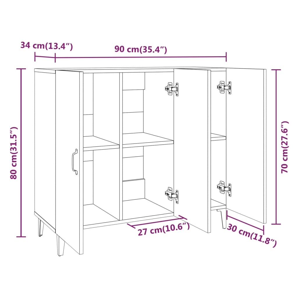 Dressoir Zwart Hout 90cm - 35% Korting! Showroommodel