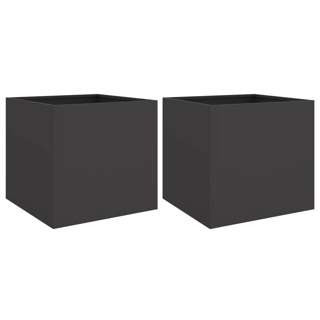 vidaXL Plantenbakken 2 st. Zwart 49cm - 35% Korting!