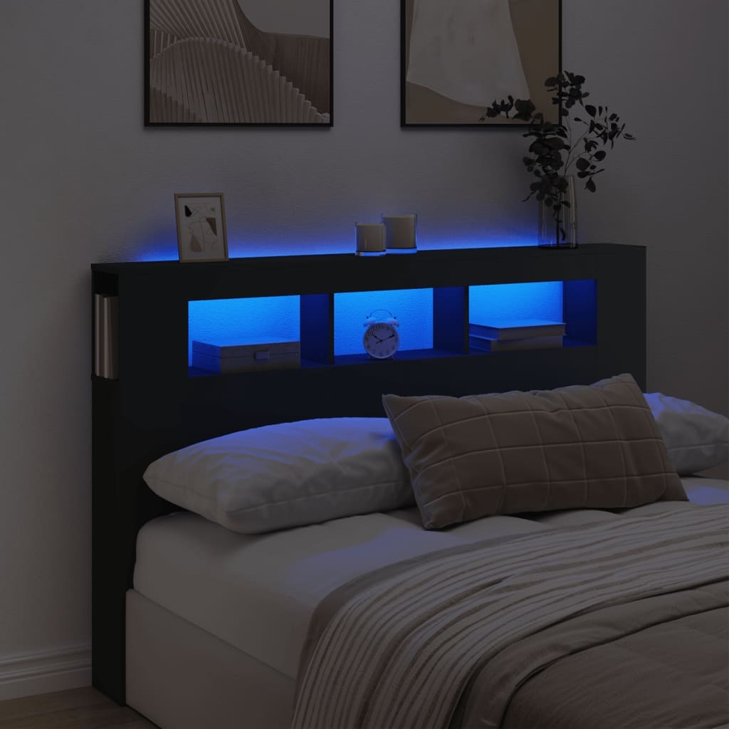 vidaXL LED Hoofdeinde 160cm Zwart - 47% Korting!