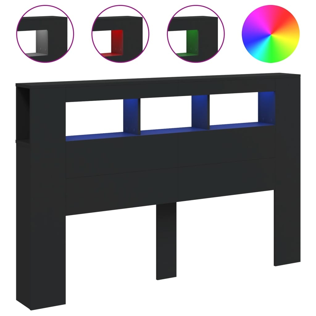 vidaXL LED Hoofdeinde 160cm Zwart - 47% Korting!