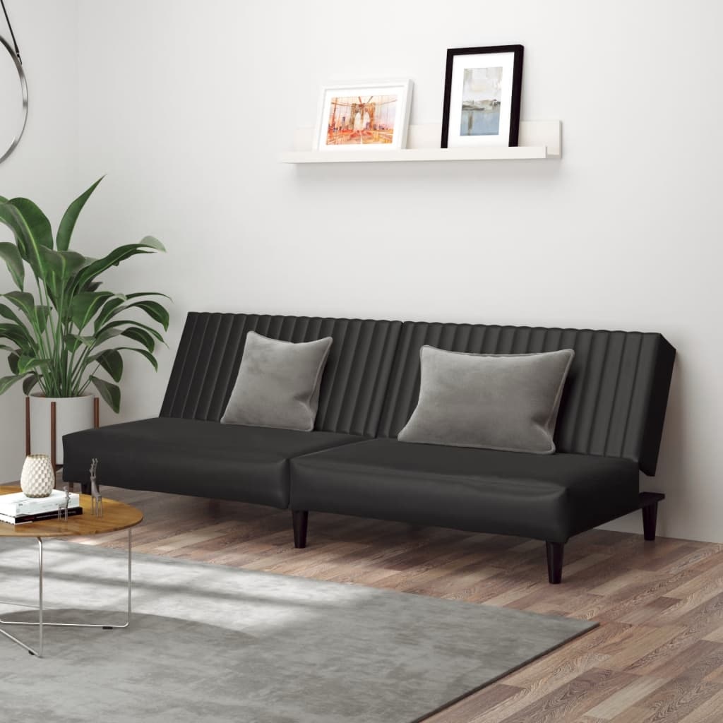 vidaXL 2-zits Slaapbank Zwart Kunstleer - 35% Korting!