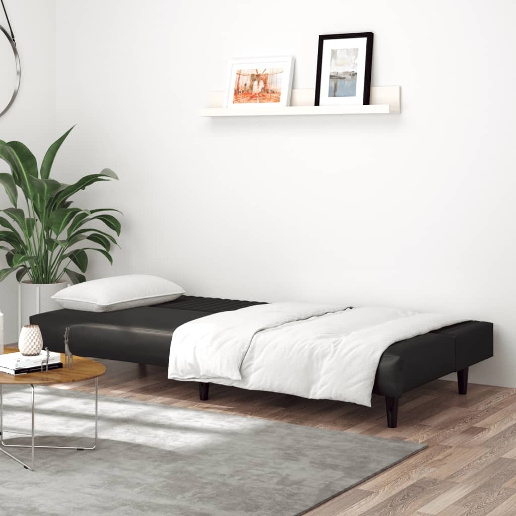 vidaXL 2-zits Slaapbank Zwart Kunstleer - 35% Korting!