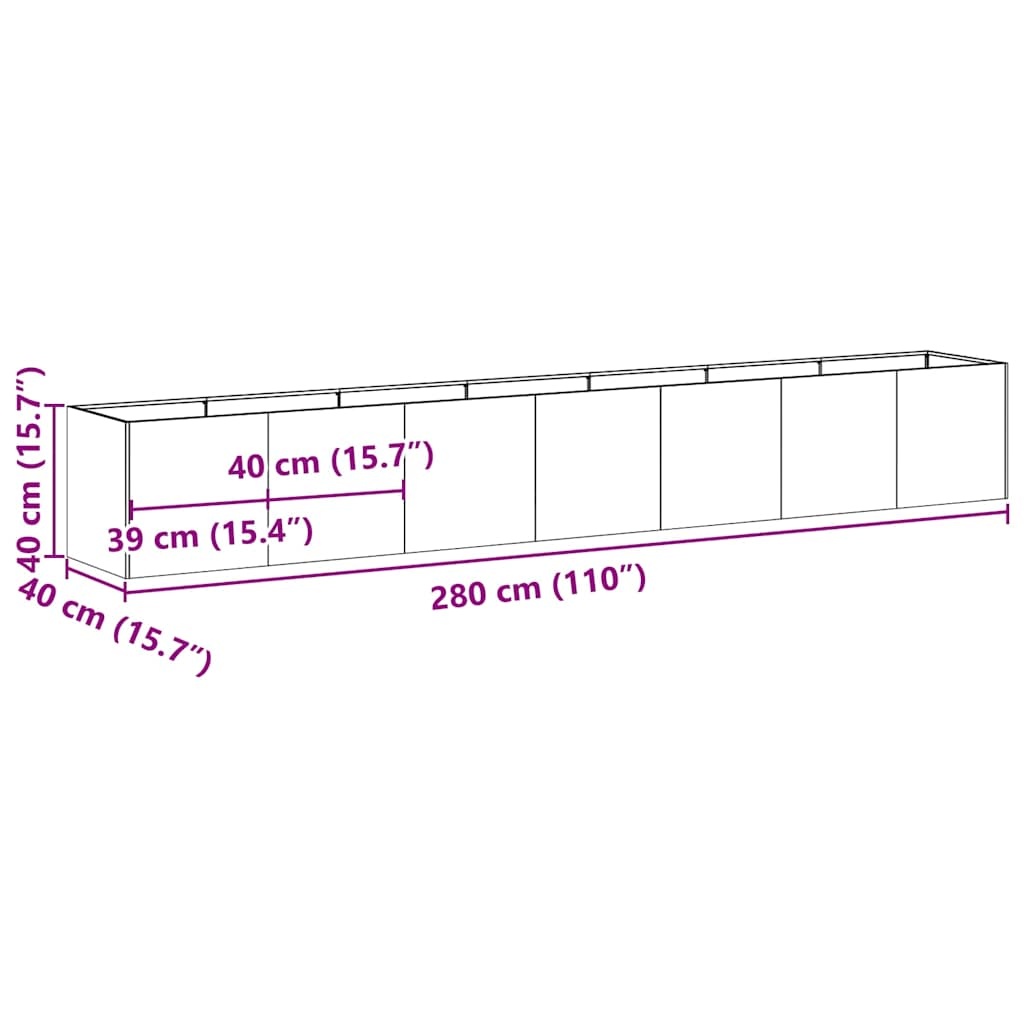 vidaXL Plantenbak 280cm Zwart - 35% Korting!