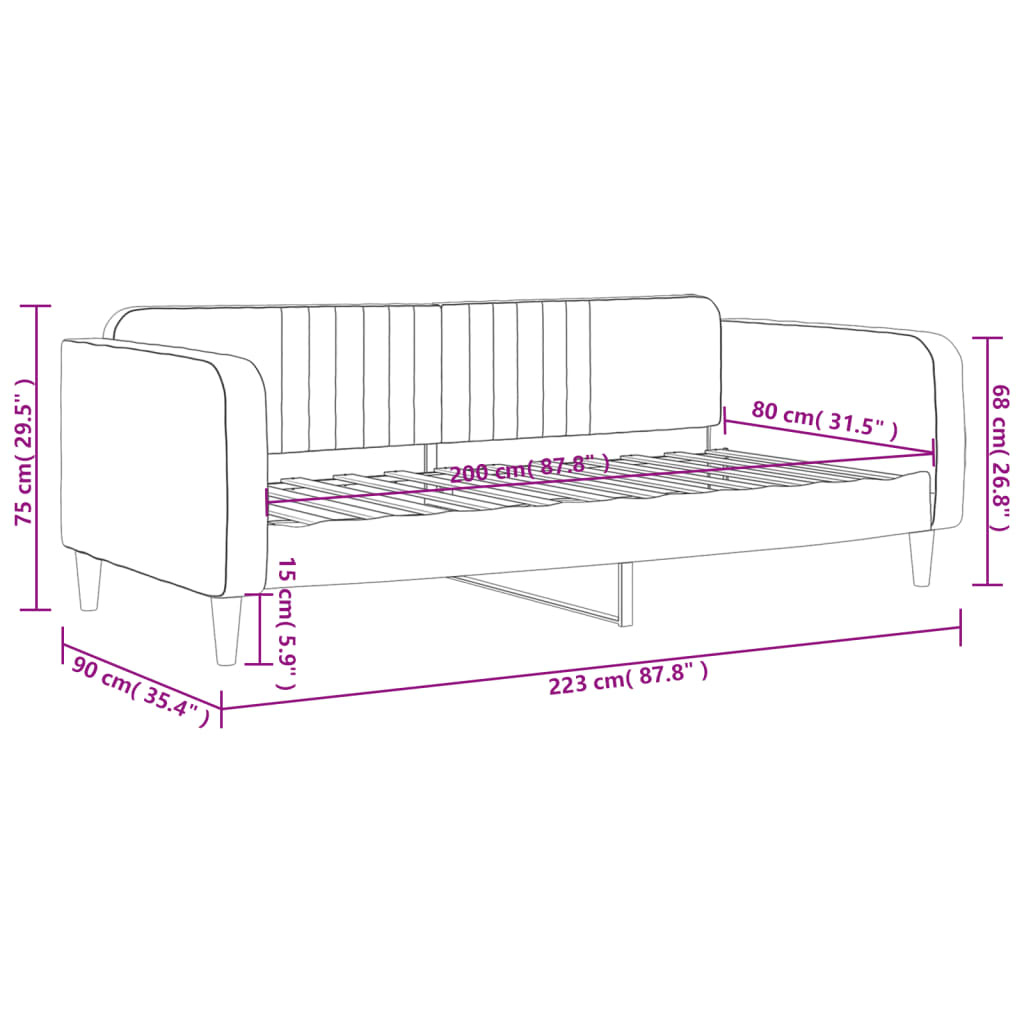 vidaXL Slaapbank Fluweel Geel 80x200 cm -35%! (Gebruikssporen)