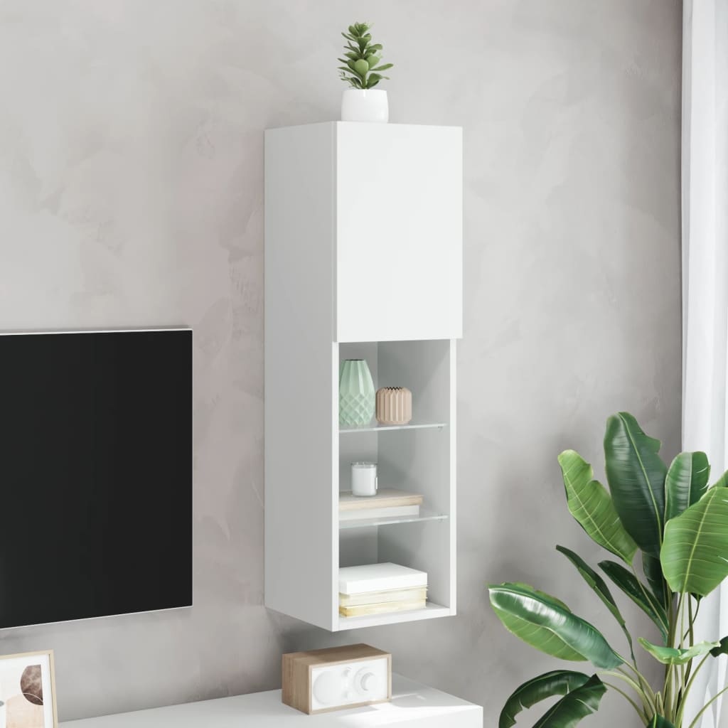 vidaXL TV-Meubel Wit met LED - 30,5x30x102cm - 47% Korting!