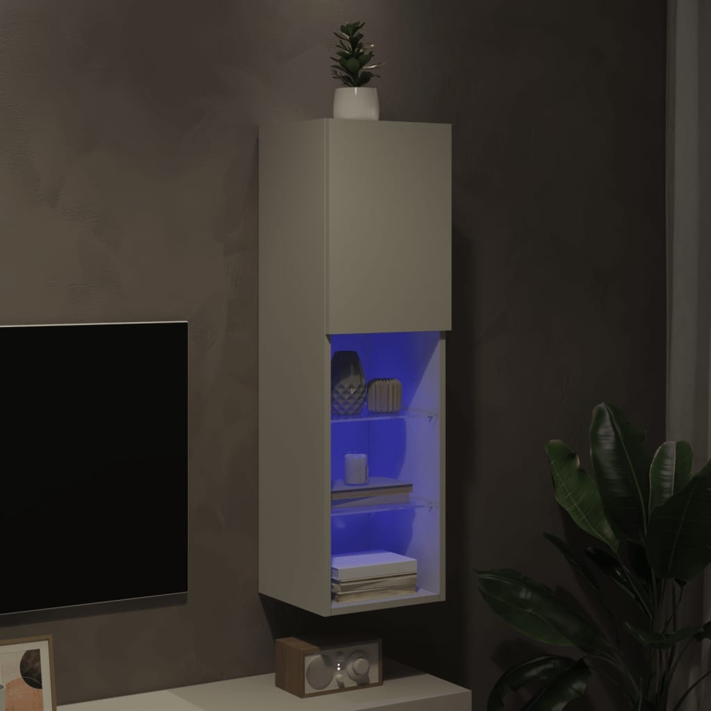 vidaXL TV-Meubel Wit met LED - 30,5x30x102cm - 47% Korting!