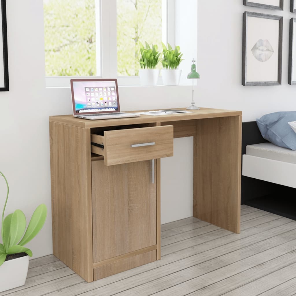 vidaXL Bureau Eiken 100cm - Topdeal: 35% Korting!