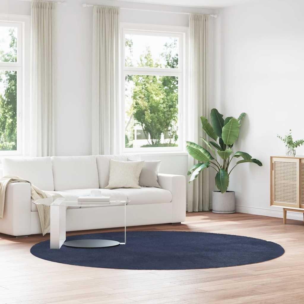 vidaXL Hoogpolig Kleed 240x240cm Marineblauw - 35% Korting!