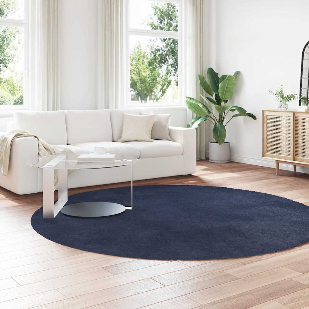 vidaXL Hoogpolig Kleed 240x240cm Marineblauw - 35% Korting!