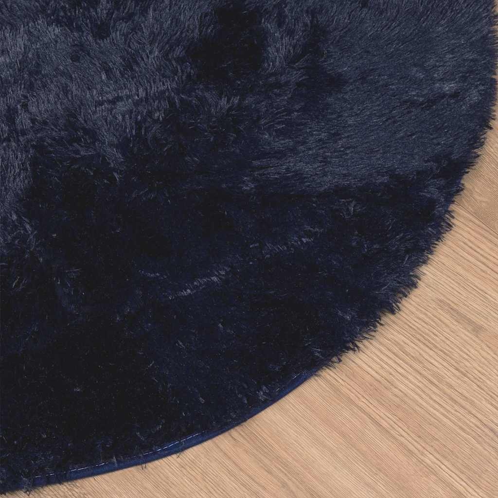 vidaXL Hoogpolig Kleed 240x240cm Marineblauw - 35% Korting!