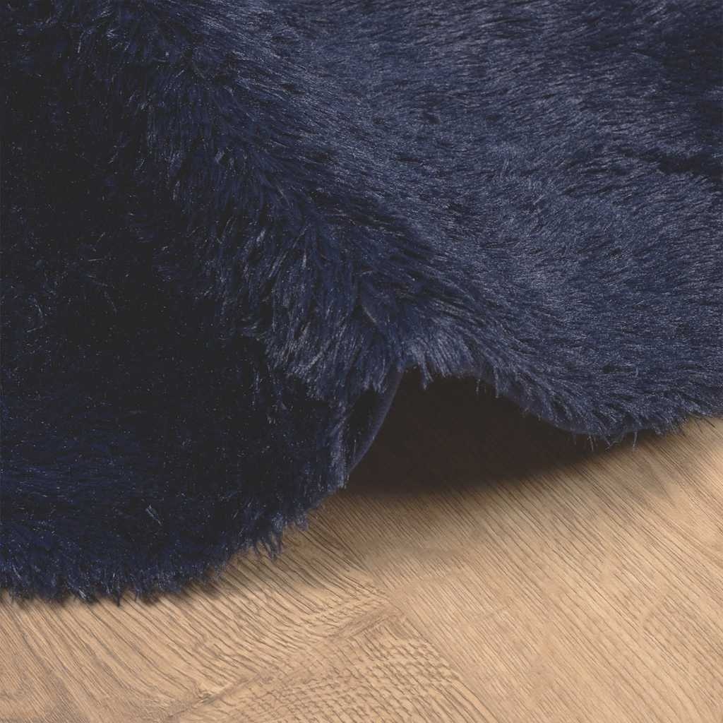 vidaXL Hoogpolig Kleed 240x240cm Marineblauw - 35% Korting!