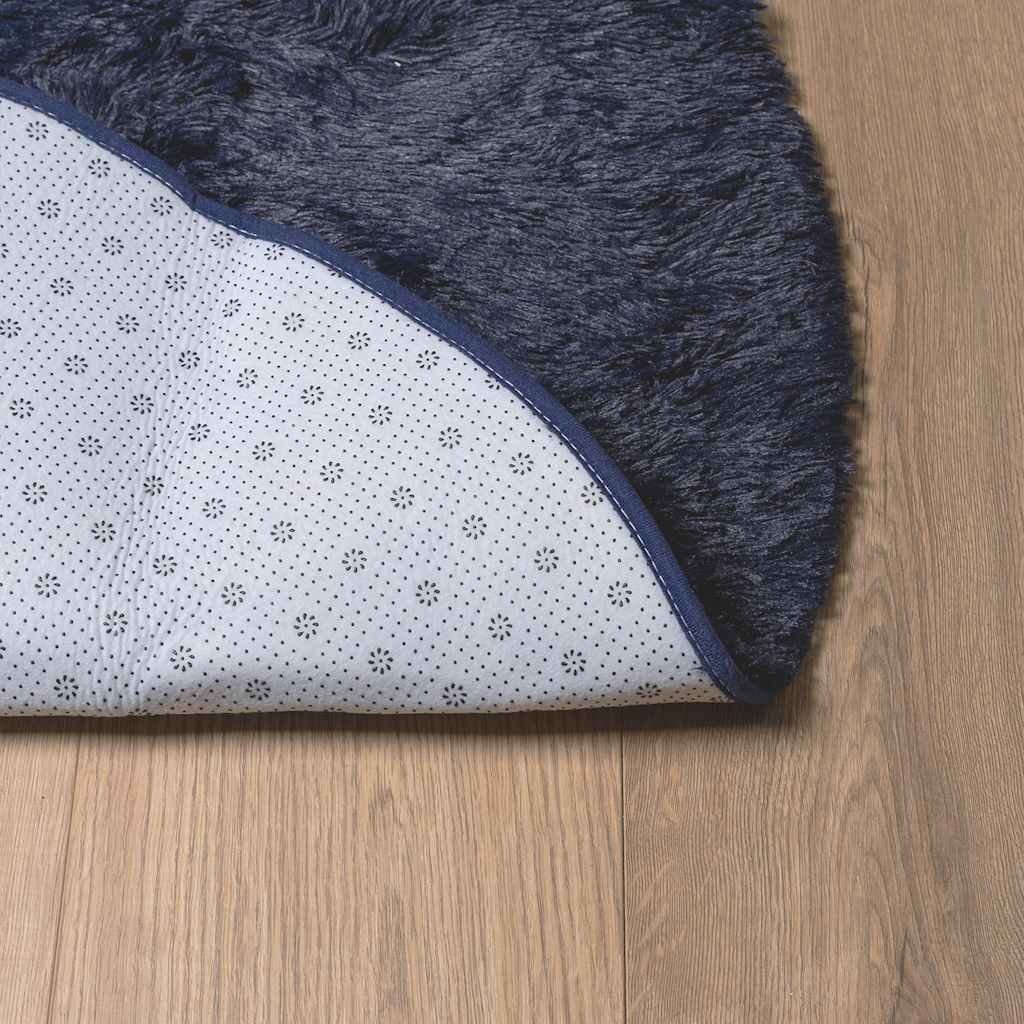 vidaXL Hoogpolig Kleed 240x240cm Marineblauw - 35% Korting!