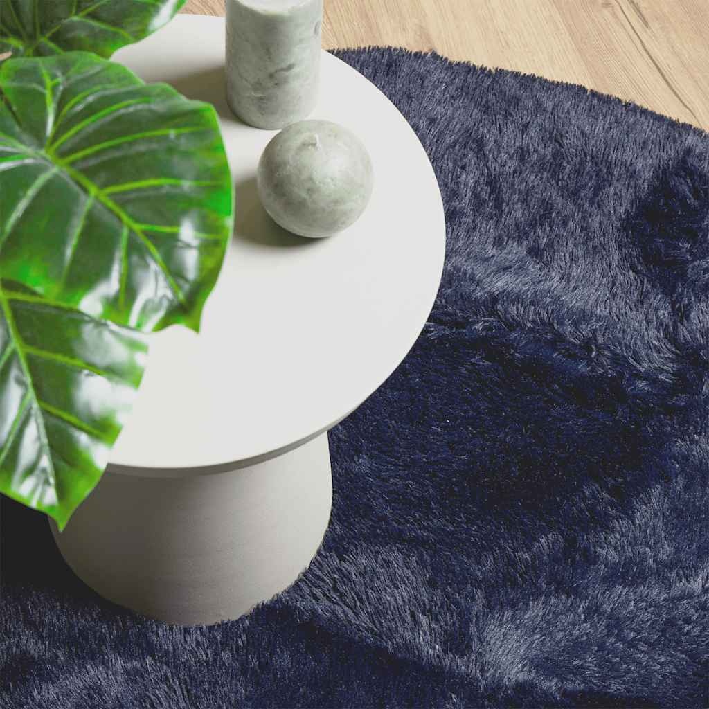 vidaXL Hoogpolig Kleed 240x240cm Marineblauw - 35% Korting!