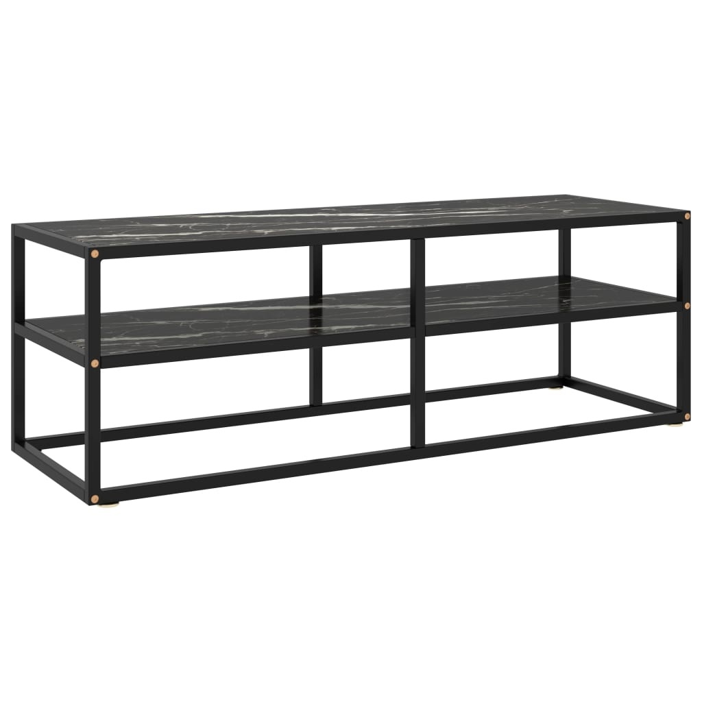vidaXL TV-Meubel Zwart Marmerglas 120cm - 35% Korting!