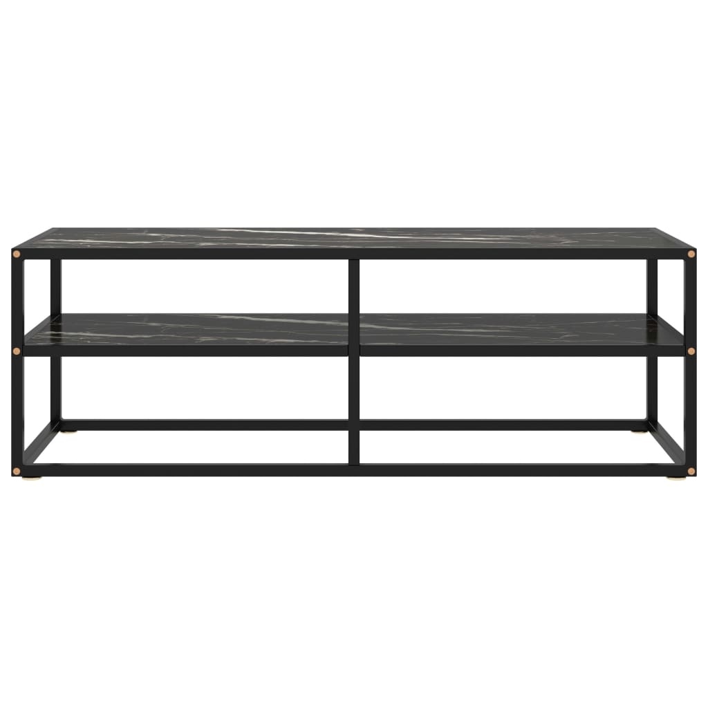 vidaXL TV-Meubel Zwart Marmerglas 120cm - 35% Korting!