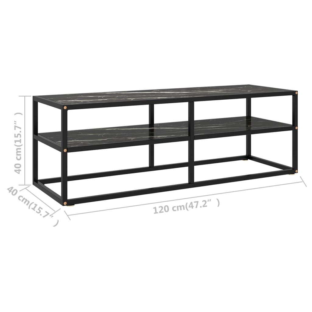 vidaXL TV-Meubel Zwart Marmerglas 120cm - 35% Korting!