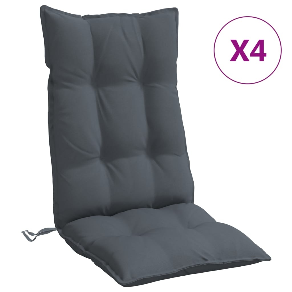 Stoelkussens Hoge Rug Antraciet (4 st) - 47% Korting!