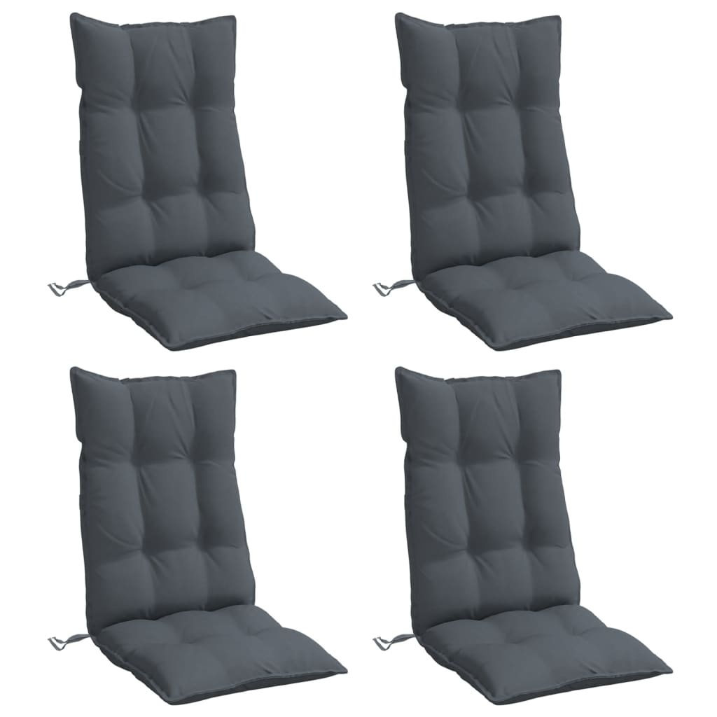 Stoelkussens Hoge Rug Antraciet (4 st) - 47% Korting!
