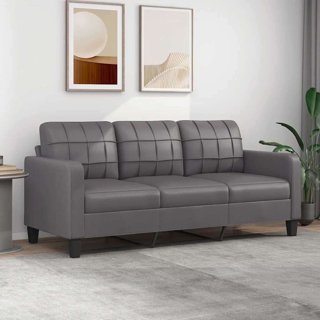 vidaXL 3-Zitsbank Grijs Kunstleer - Krasje, Topdeal! 35% Korting