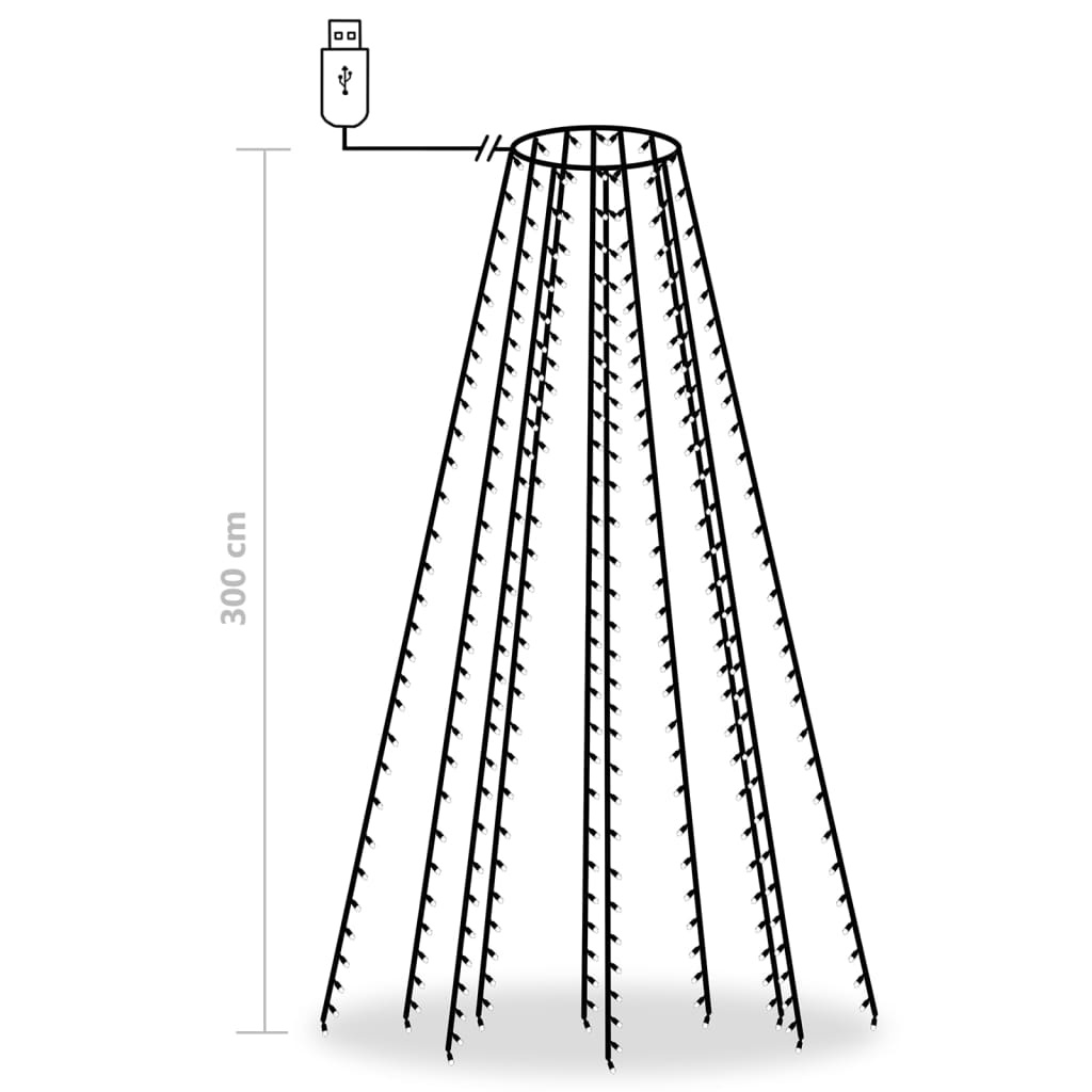 vidaXL Kerstboomverlichting 300 LED - Koudwit - 300cm - 42% Korting!