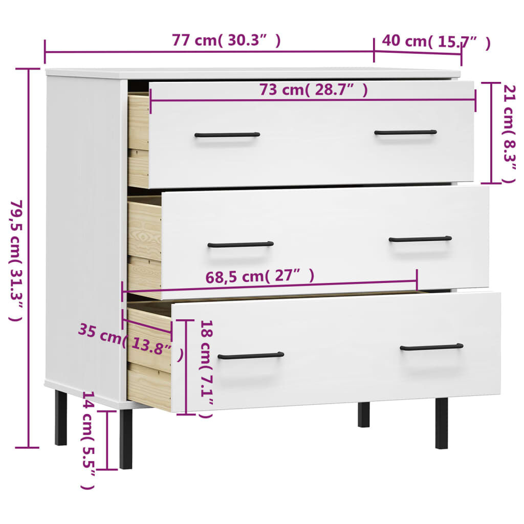vidaXL Dressoir Wit Hout - Oslo Serie - 62% Korting!