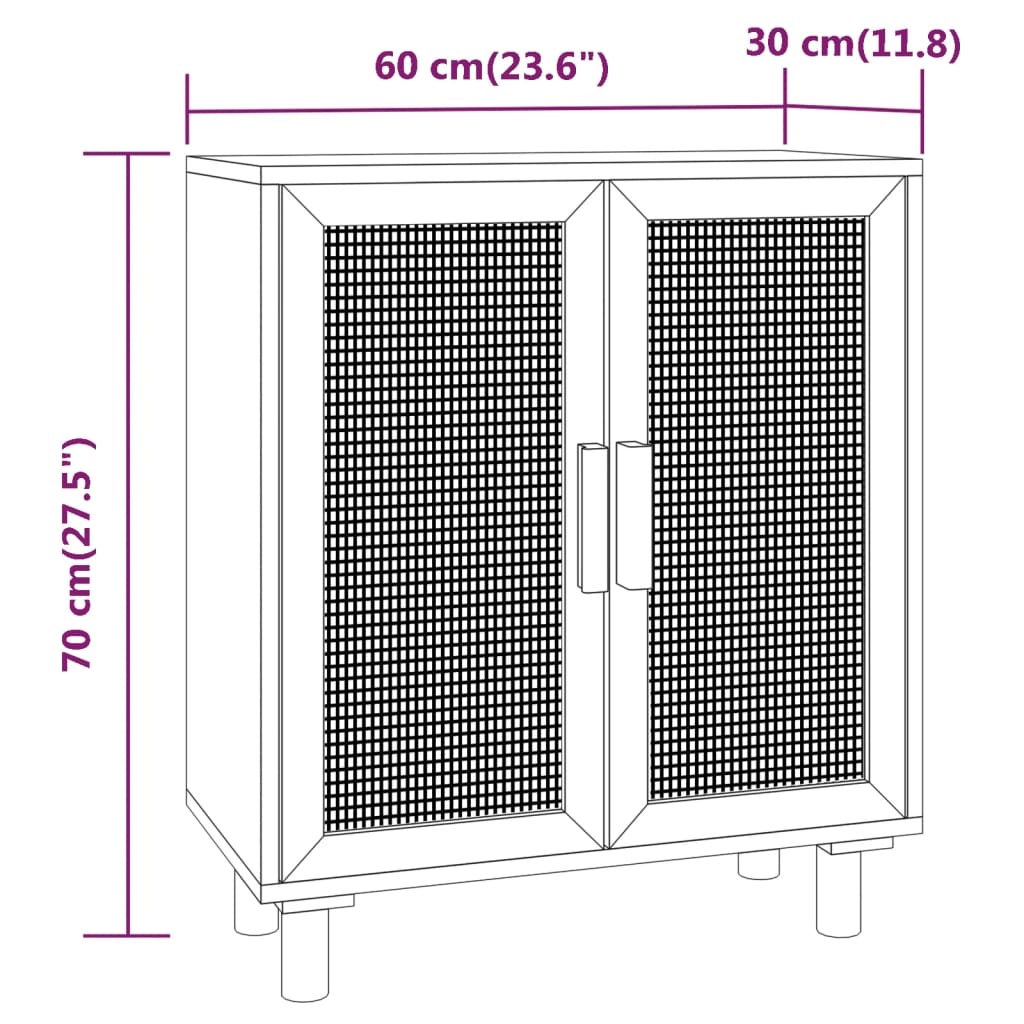 vidaXL Dressoir Grenenhout & Rattan Bruin - 41% Korting!