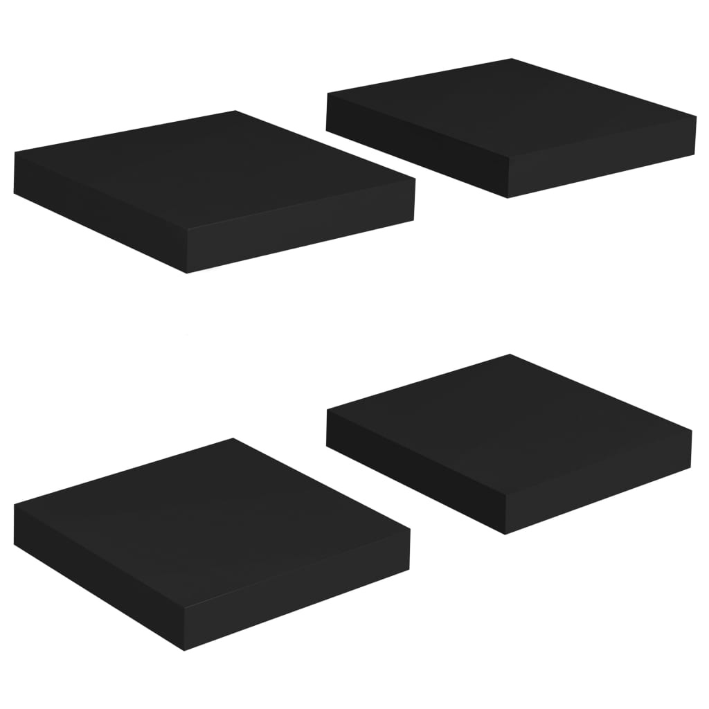 vidaXL Zwevende Wandschappen (4x) Zwart - 60% Korting!