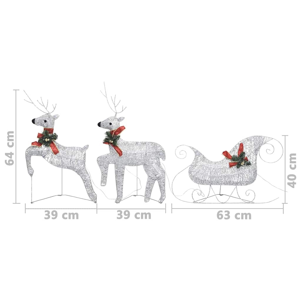 vidaXL Kerst Rendieren & Slee 60 LED - Zilver - 41% Korting!