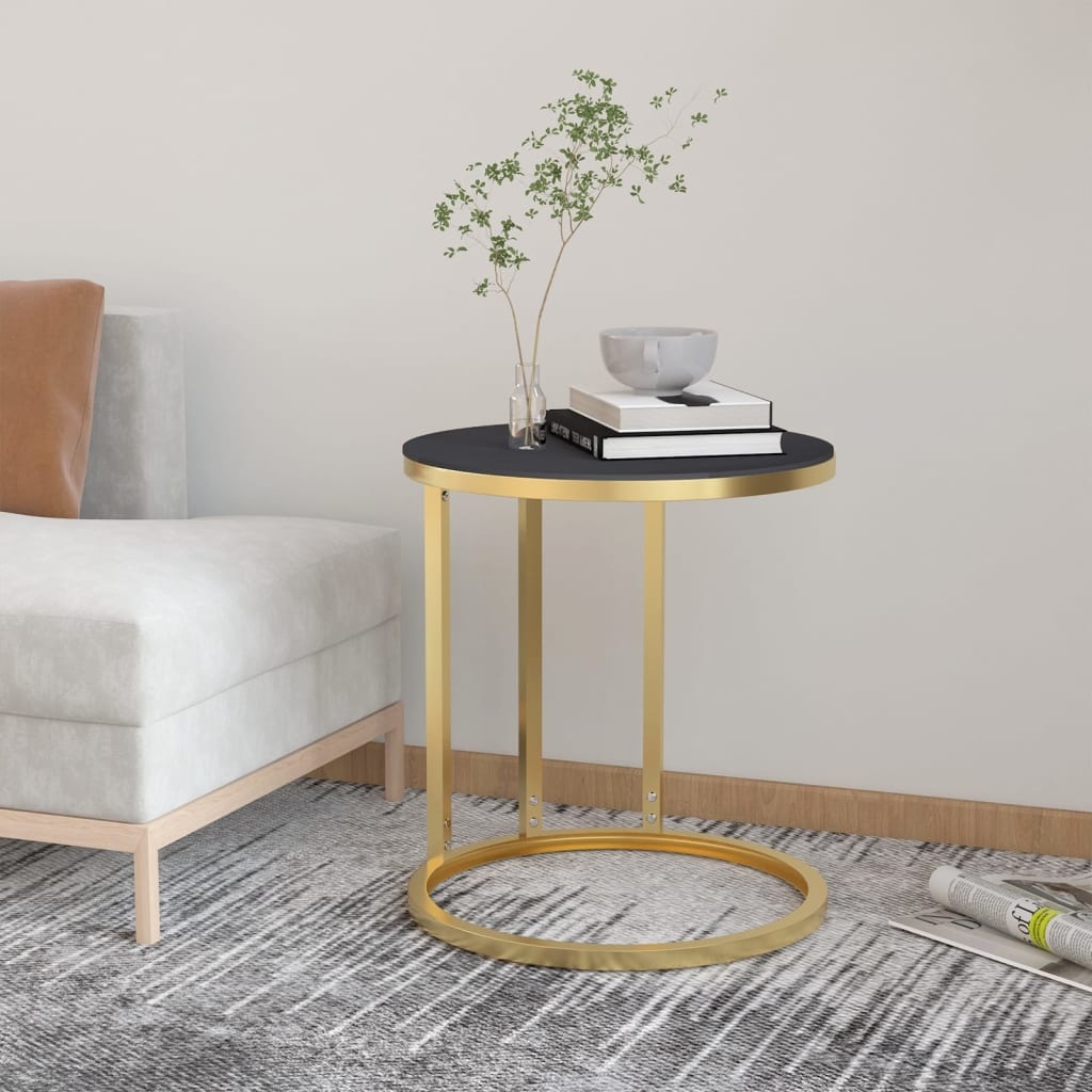 VidaXL Bijzettafel Glas/Goud - 45cm - Zo Goed Als Nieuw! 47% Korting