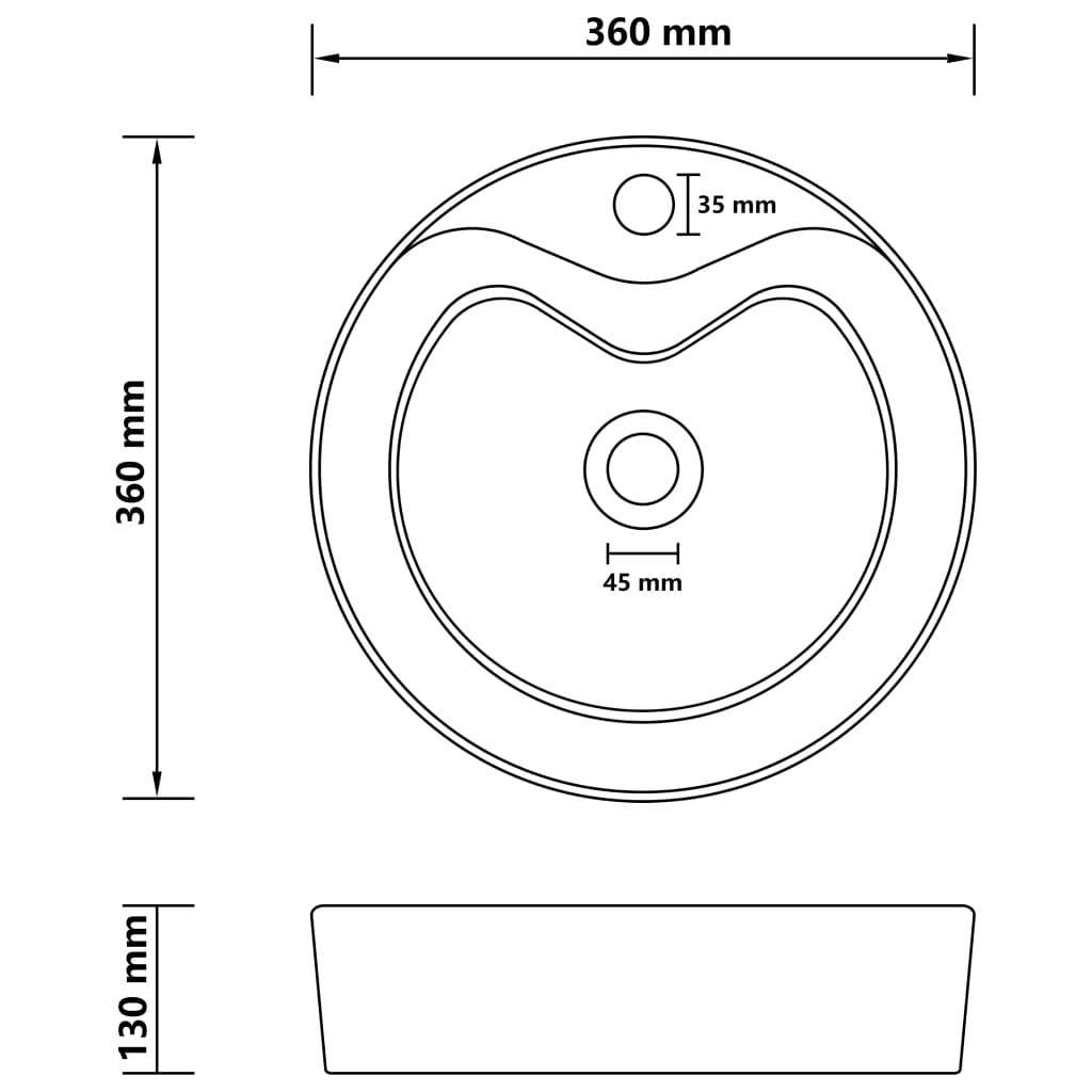 Wastafel Matzwart 36cm - 42% Korting! (Zo Goed Als Nieuw)