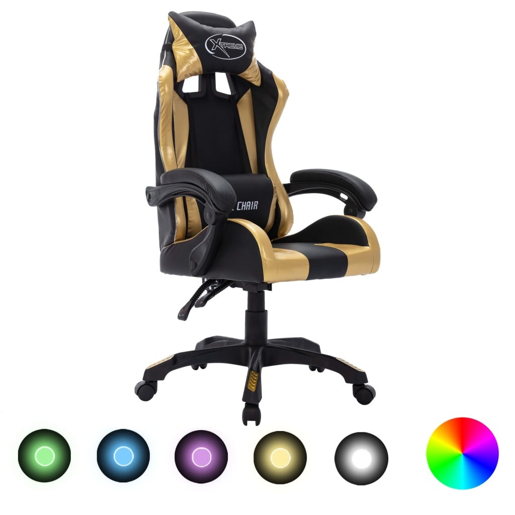 Racestoel RGB LED - Goud/Zwart - 42% Korting!