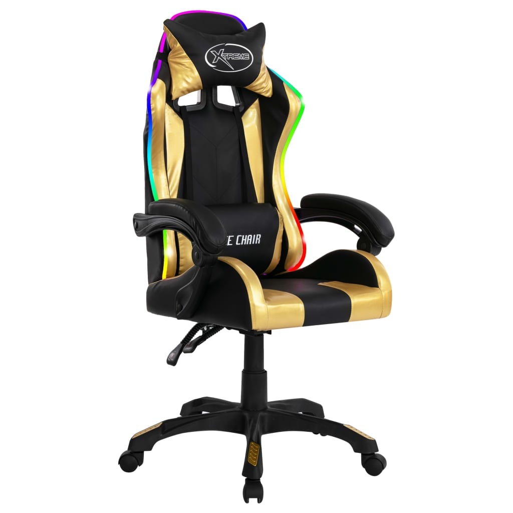 Racestoel RGB LED - Goud/Zwart - 42% Korting!